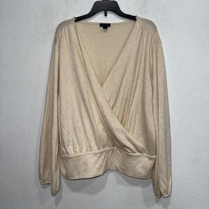 Ann Taylor Factory womens  Sweater XL Open front pull over  Cream knit